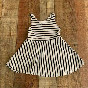 Zara girls sleeveless fit to flare white and black striped tank dress - 4